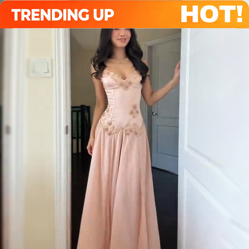 Luxury Lifestyle - Gaun Maxi Tanpa Tali Warna Pink